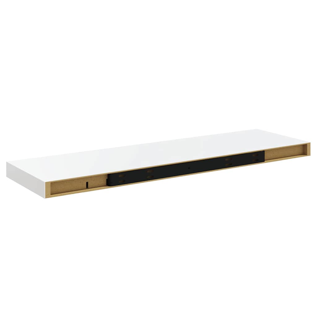 Plutajuće zidne police 2 kom sjajne bijele 80x23,5x3,8 cm MDF