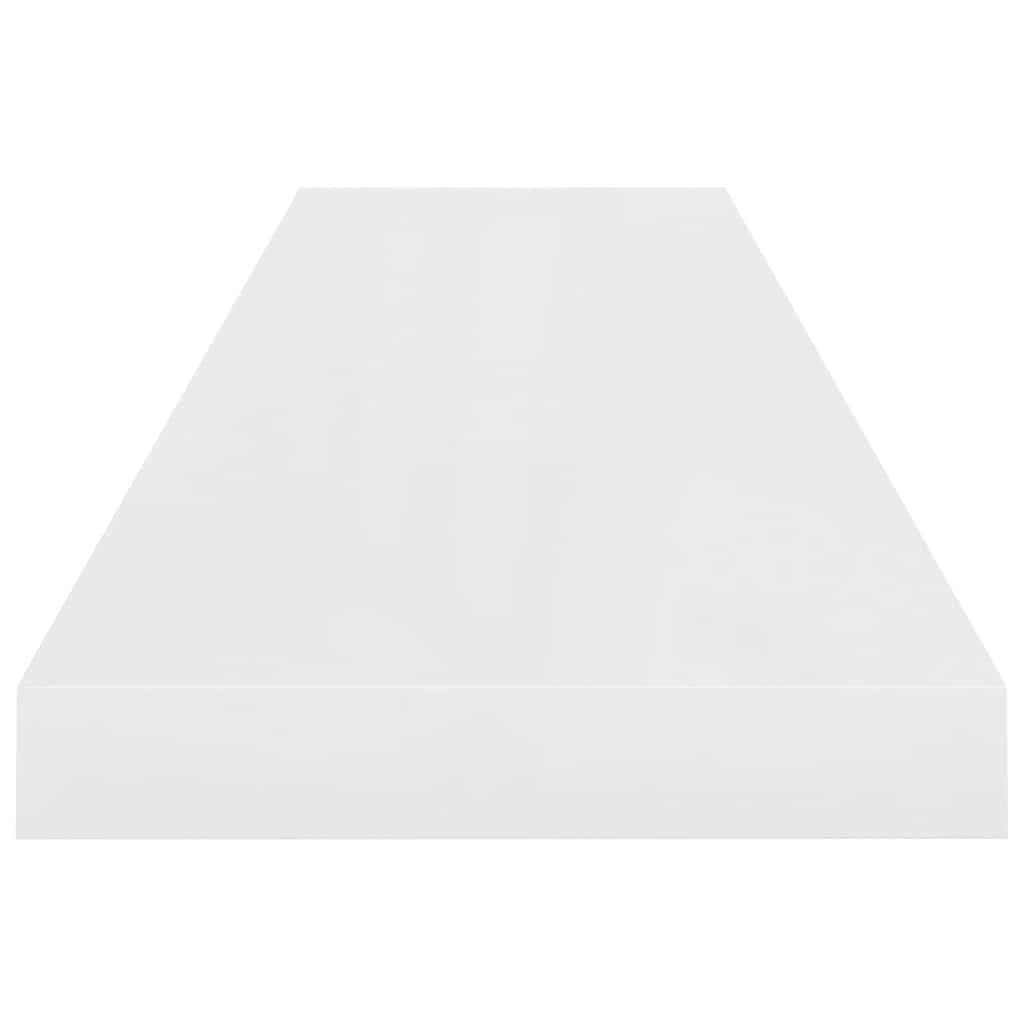 Plutajuće zidne police 2 kom sjajne bijele 90x23,5x3,8 cm MDF