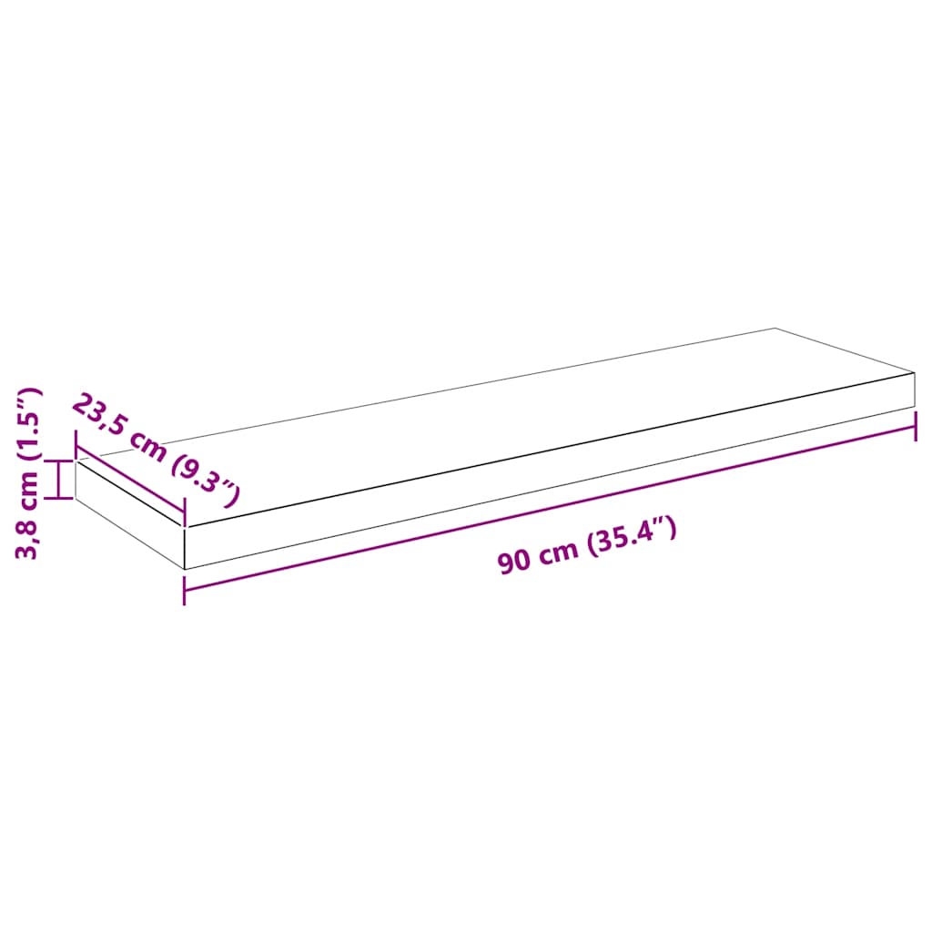 Plutajuće zidne police 4 kom sjajne bijele 90x23,5x3,8 cm MDF
