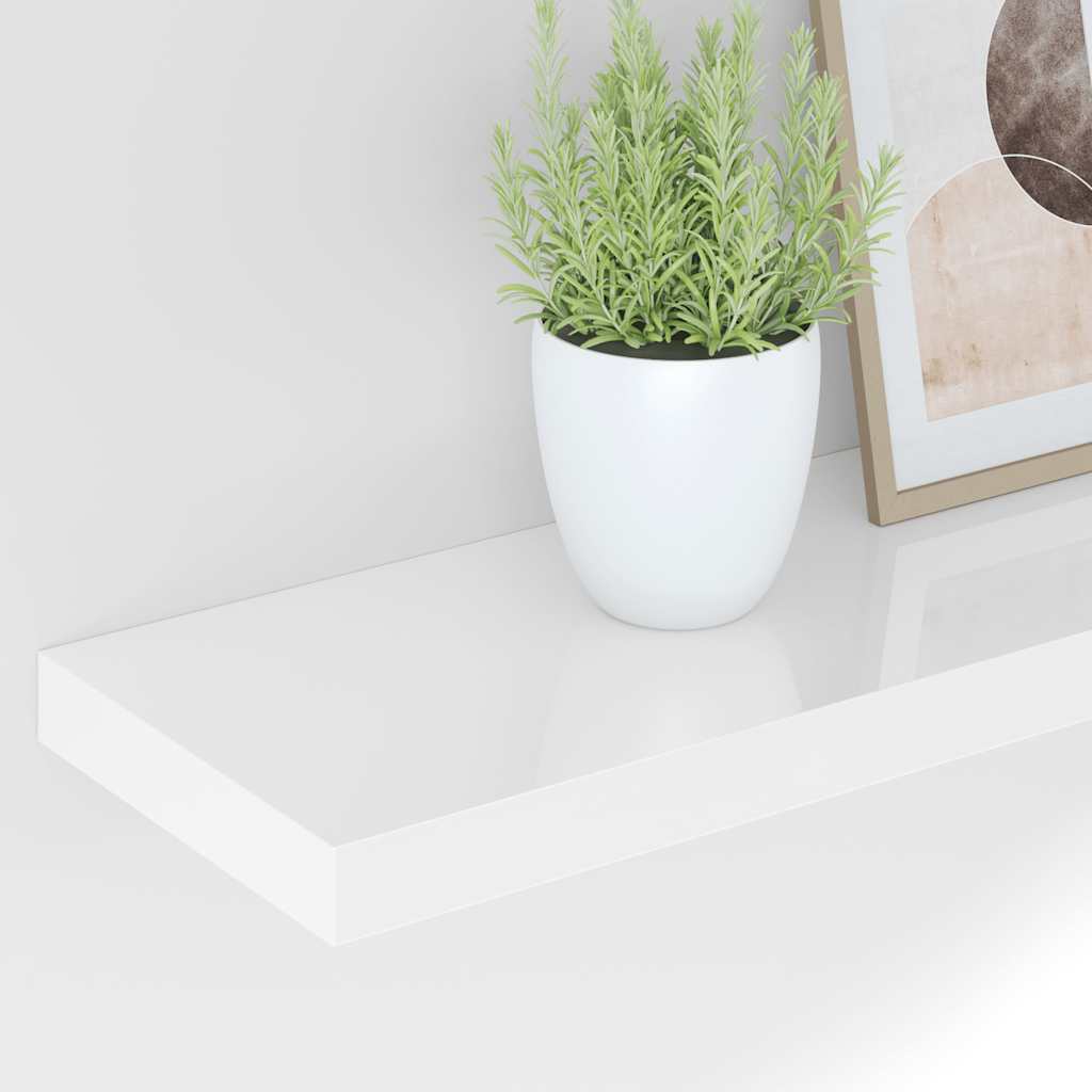 Plutajuće zidne police 2 kom sjajne bijele 120x23,5x3,8 cm MDF