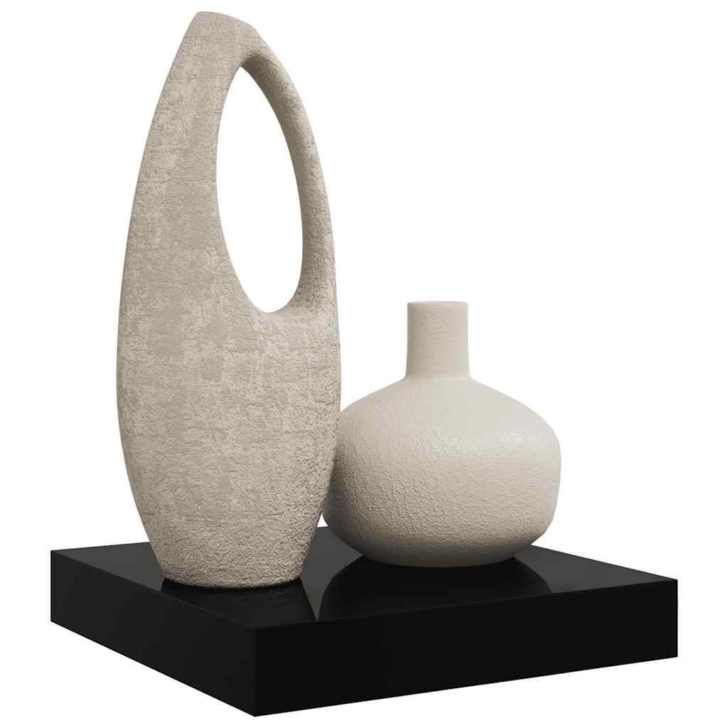 Plutajuća zidna polica visoki sjaj crna 23 x 23,5 x 3,8 cm MDF