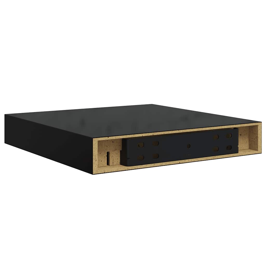 Plutajuće zidne police 4 kom sjajne crne 23 x 23,5 x 3,8 cm MDF