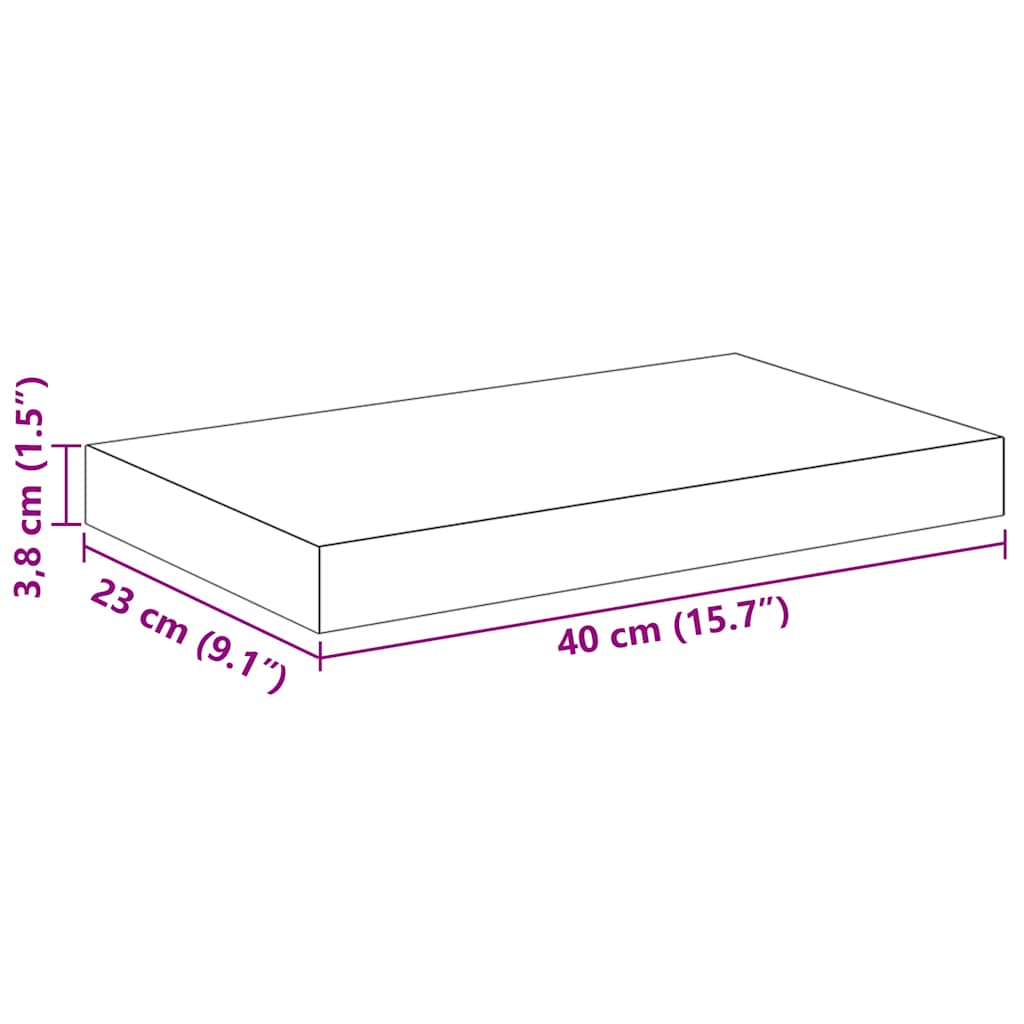 Plutajuća zidna polica visoki sjaj crna 40 x 23 x 3,8 cm MDF