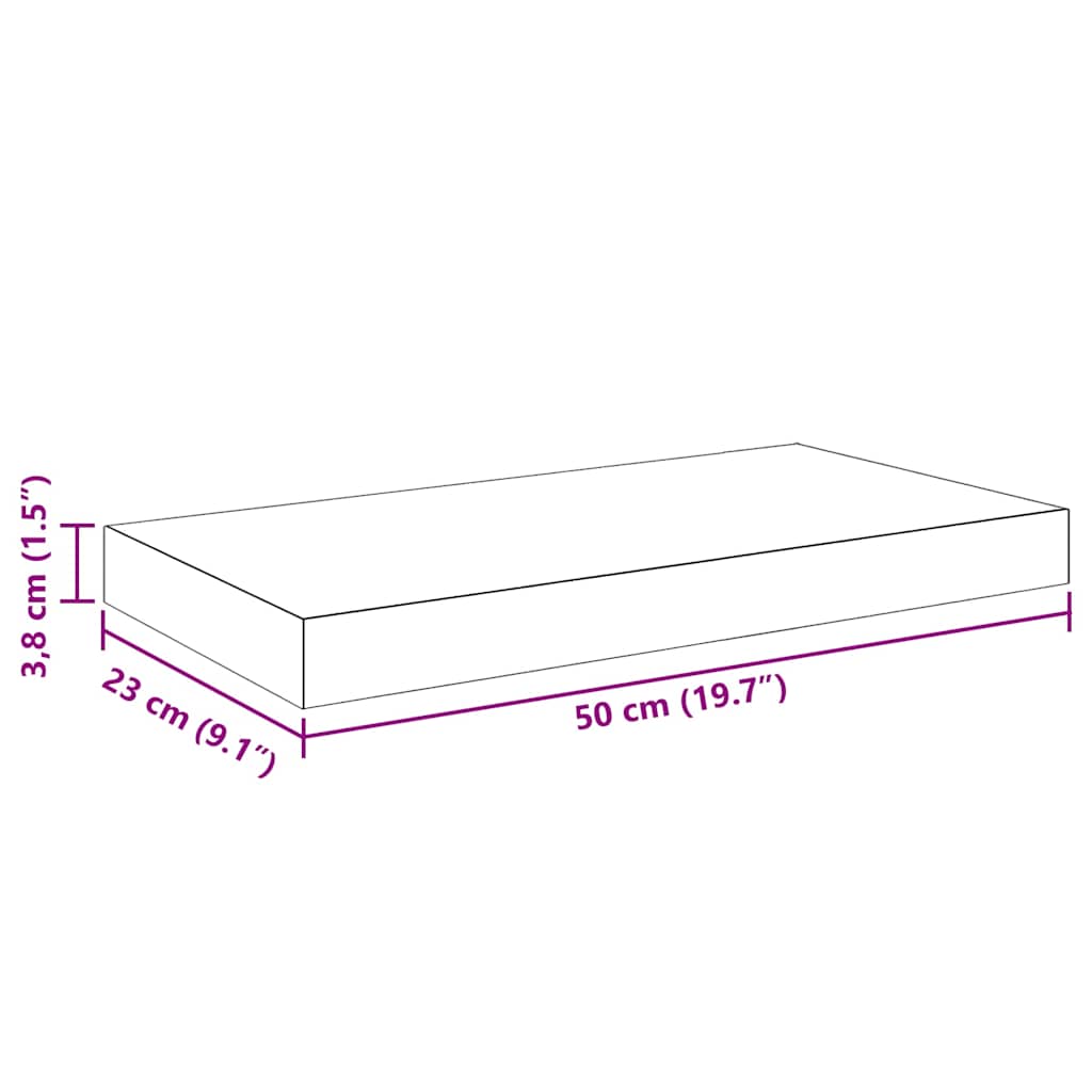 Plutajuća zidna polica visoki sjaj crna 50 x 23 x 3,8 cm MDF