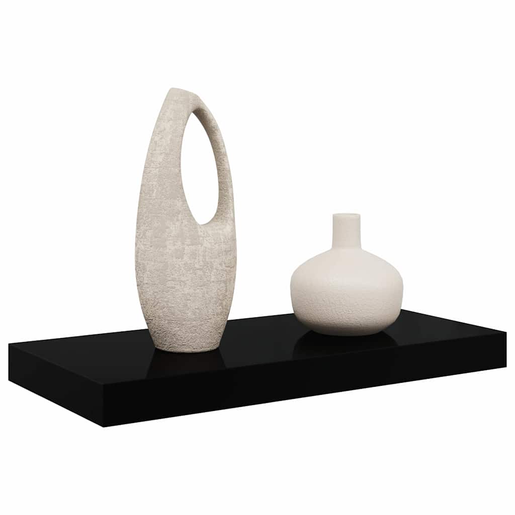 Plutajuća zidna polica visoki sjaj crna 50 x 23 x 3,8 cm MDF