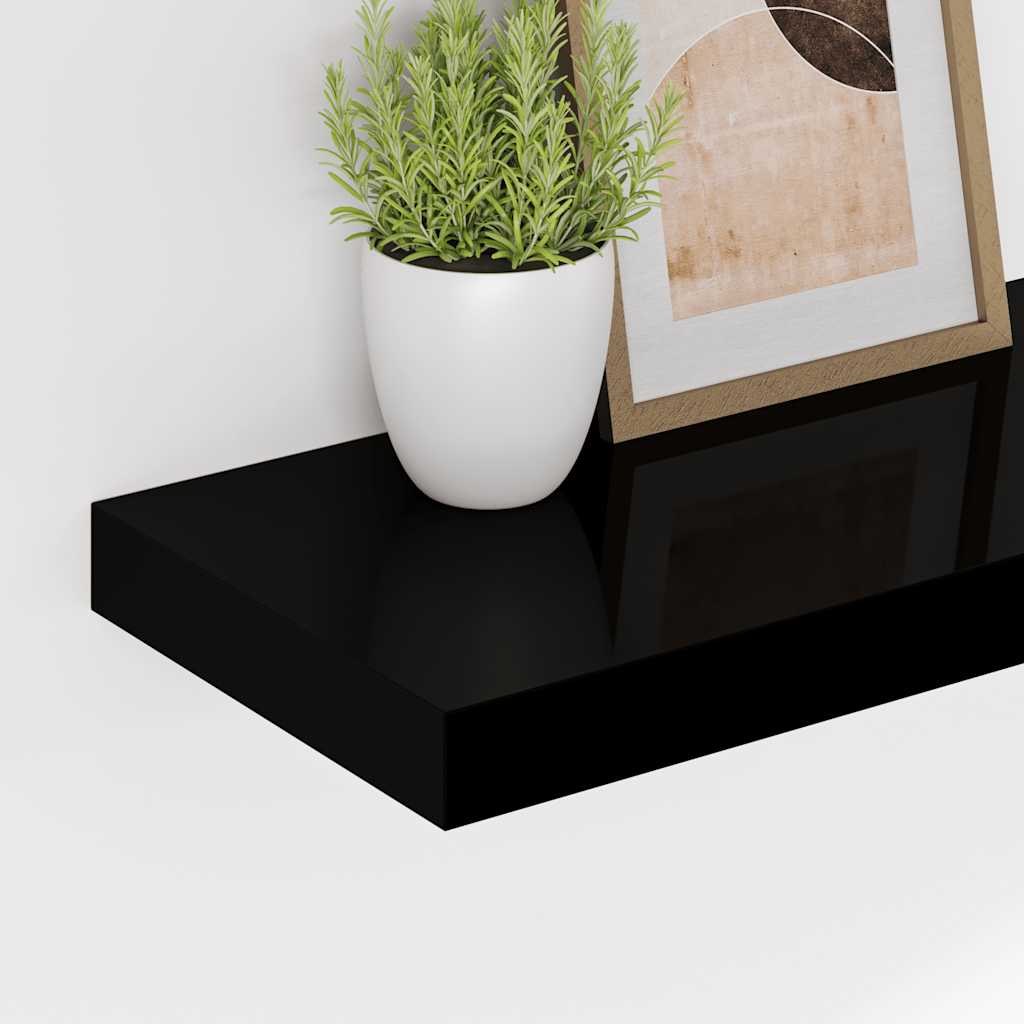 Plutajuće zidne police 4 kom sjajne crne 50 x 23 x 3,8 cm MDF