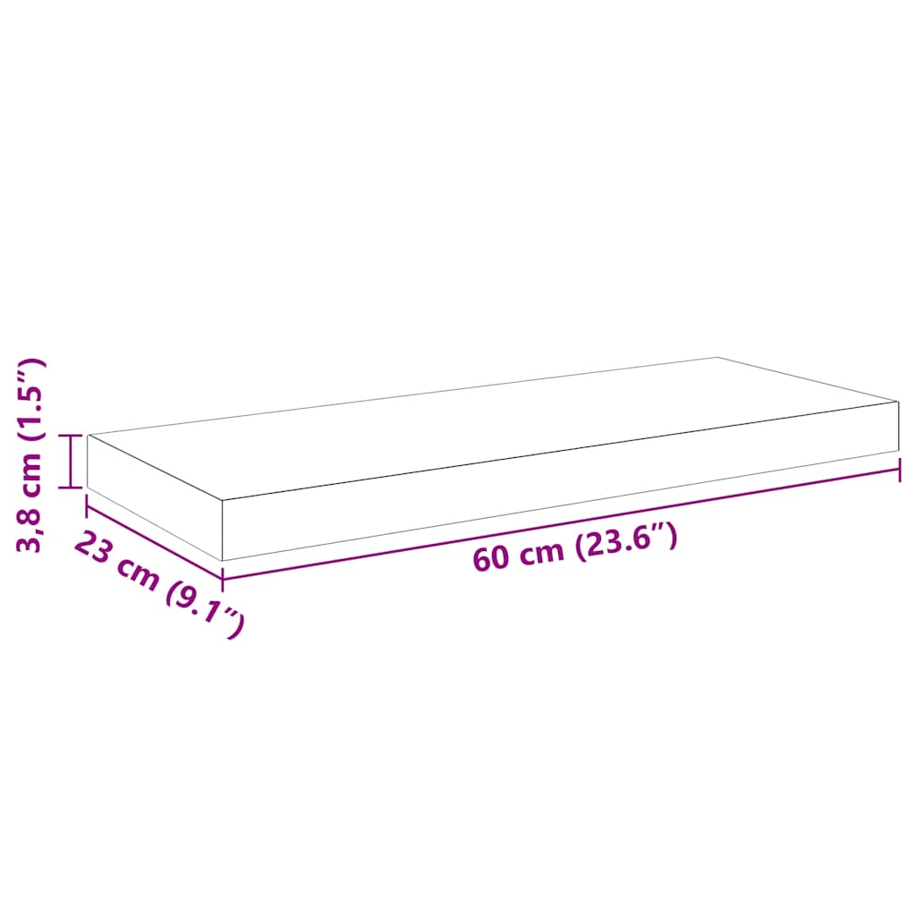Plutajuća zidna polica visoki sjaj crna 60 x 23,5 x 3,8 cm MDF