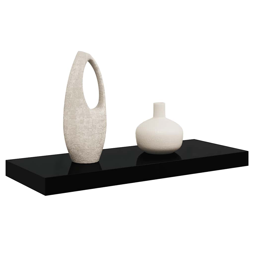 Plutajuća zidna polica visoki sjaj crna 60 x 23,5 x 3,8 cm MDF