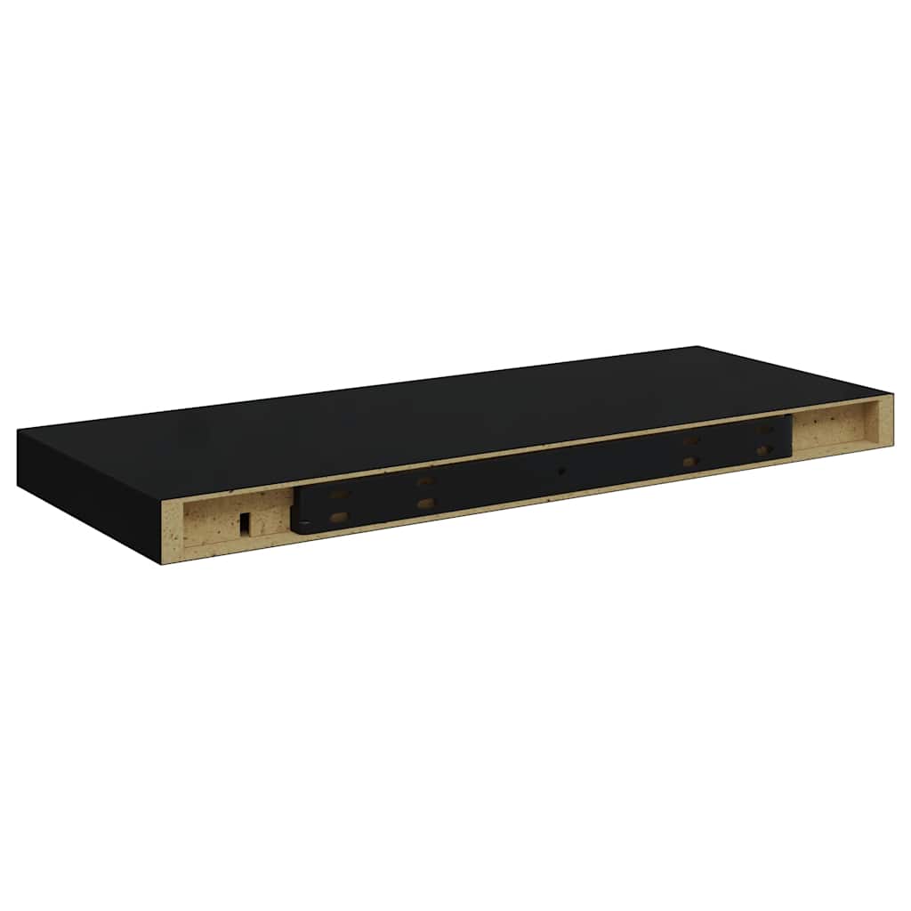 Plutajuća zidna polica visoki sjaj crna 60 x 23,5 x 3,8 cm MDF