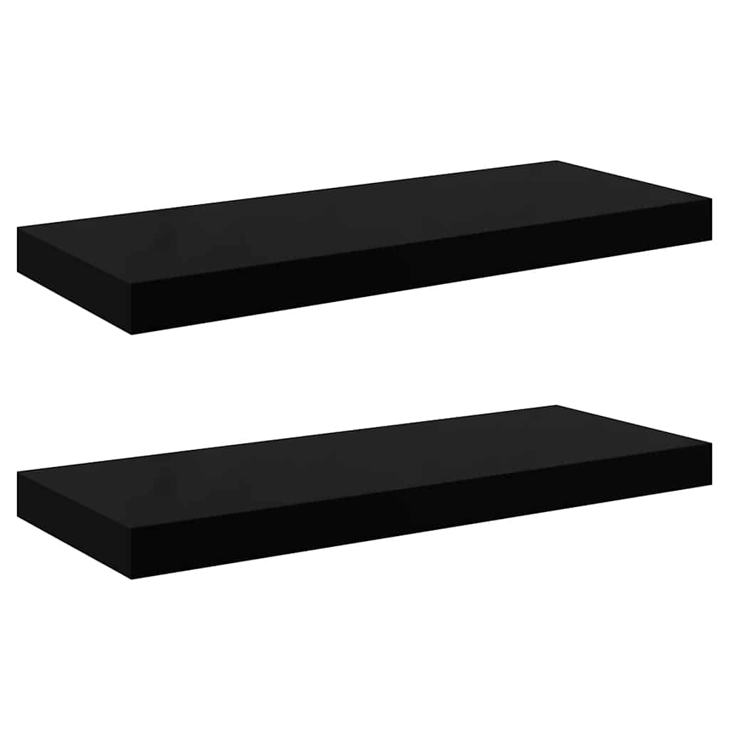 Plutajuće zidne police 2 kom sjajne crne 60 x 23,5 x 3,8 cm MDF