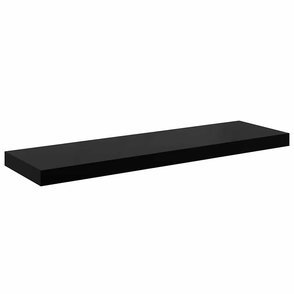 Plutajuća zidna polica visoki sjaj crna 80 x 23,5 x 3,8 cm MDF