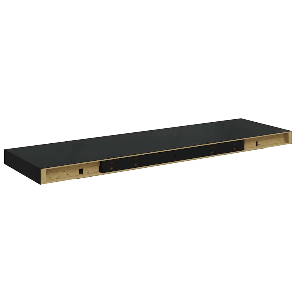 Plutajuće zidne police 2 kom sjajne crne 80 x 23,5 x 3,8 cm MDF
