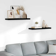 Plutajuće zidne police 2 kom sjajne crne 80 x 23,5 x 3,8 cm MDF