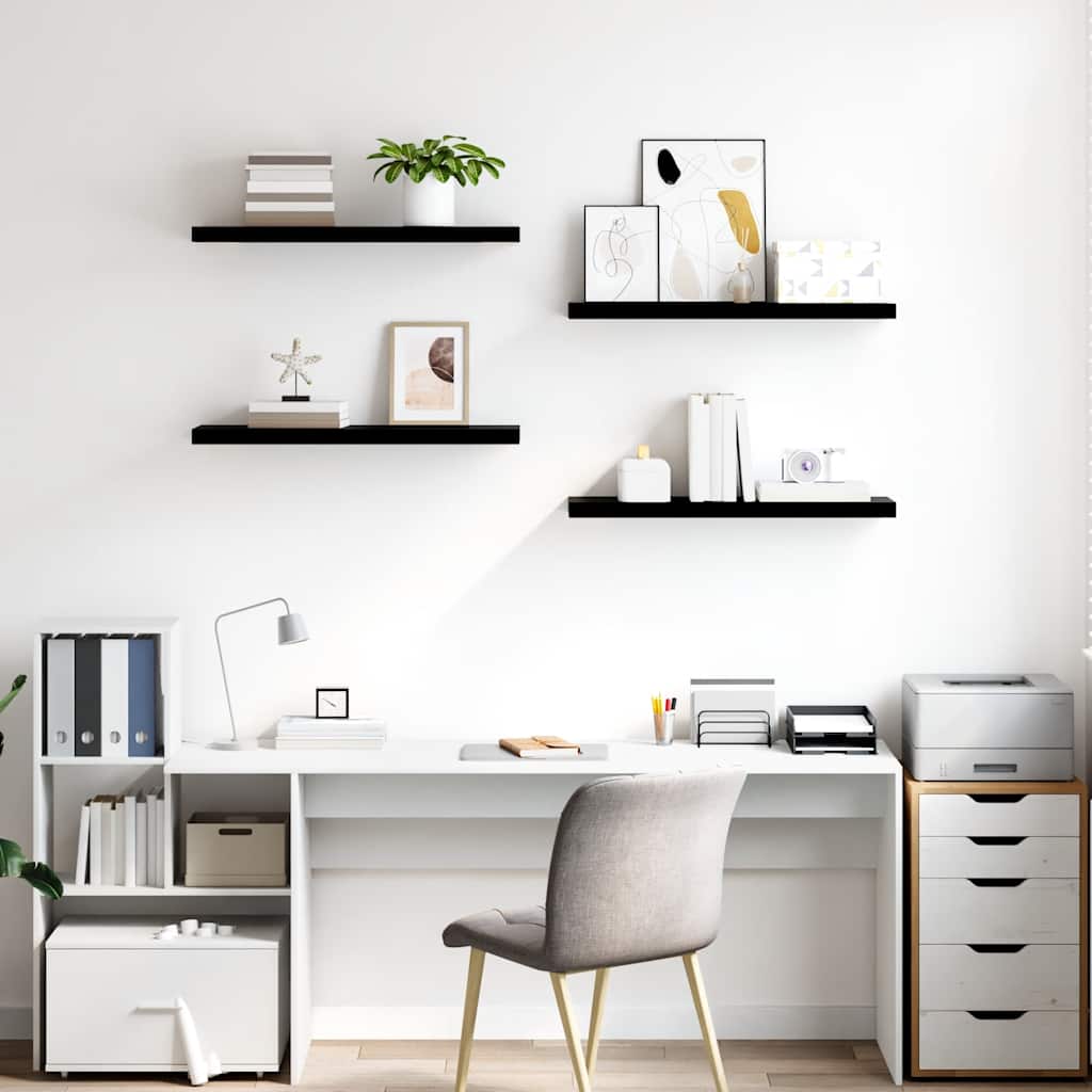 Plutajuće zidne police 4 kom sjajne crne 80 x 23,5 x 3,8 cm MDF