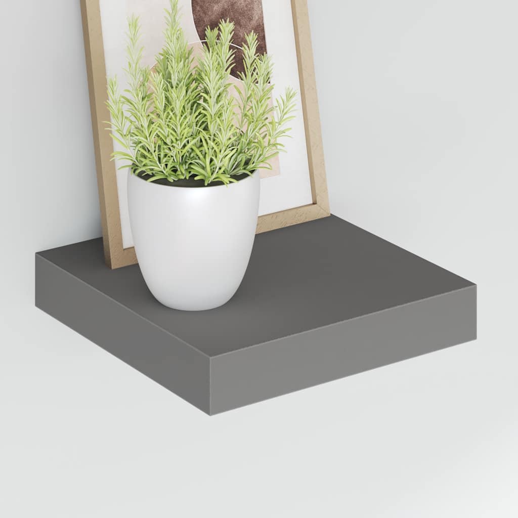 Plutajuća zidna polica visoki sjaj siva 23 x 23,5 x 3,8 cm MDF