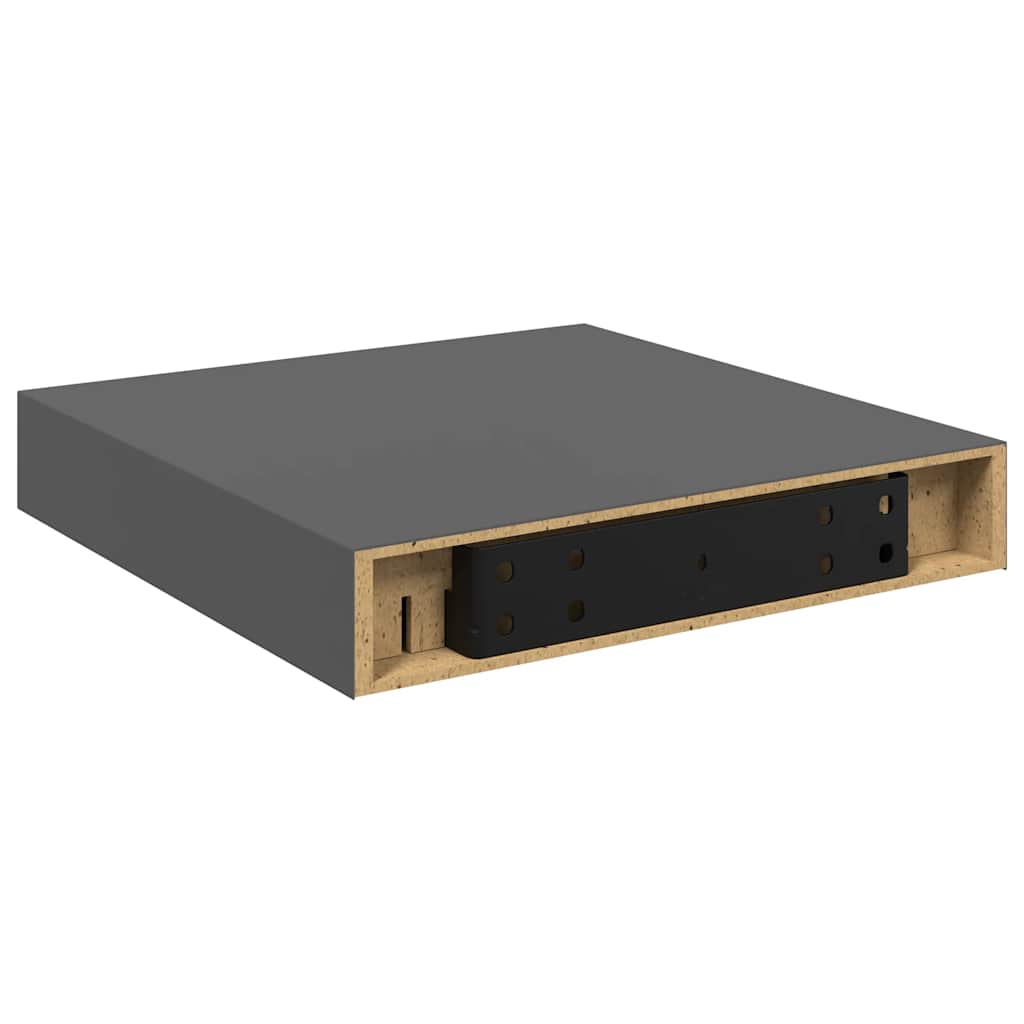Plutajuća zidna polica visoki sjaj siva 23 x 23,5 x 3,8 cm MDF