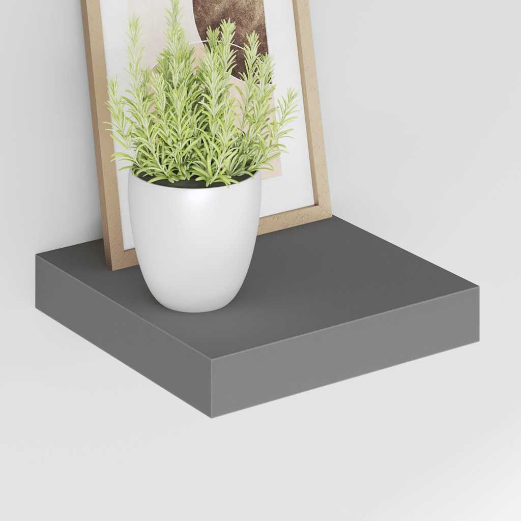 Plutajuće zidne police 2 kom sjajne sive 23 x 23,5 x 3,8 cm MDF