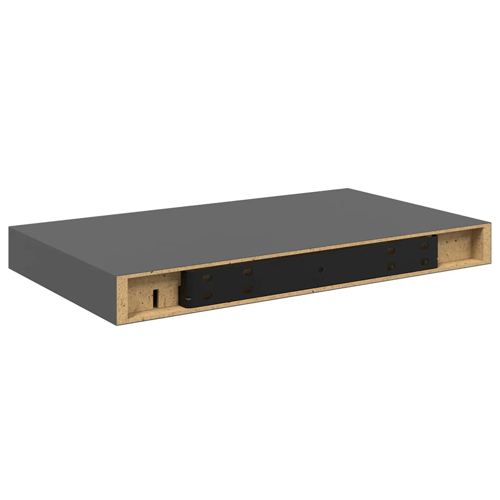 Plutajuće zidne police 4 kom sjajne sive 40 x 23 x 3,8 cm MDF