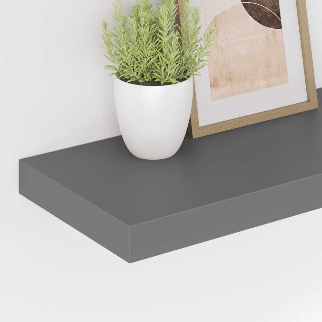 Plutajuće zidne police 2 kom sjajne sive 50 x 23 x 3,8 cm MDF