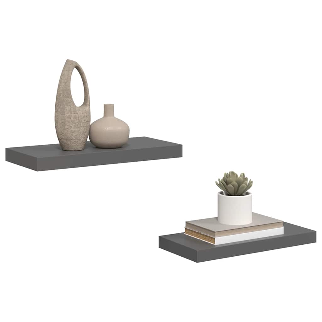 Plutajuće zidne police 2 kom sjajne sive 50 x 23 x 3,8 cm MDF