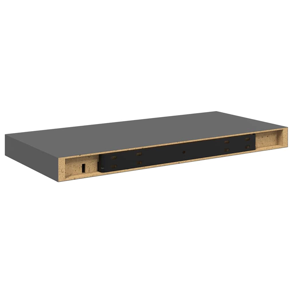 Plutajuće zidne police 4 kom sjajne sive 50 x 23 x 3,8 cm MDF