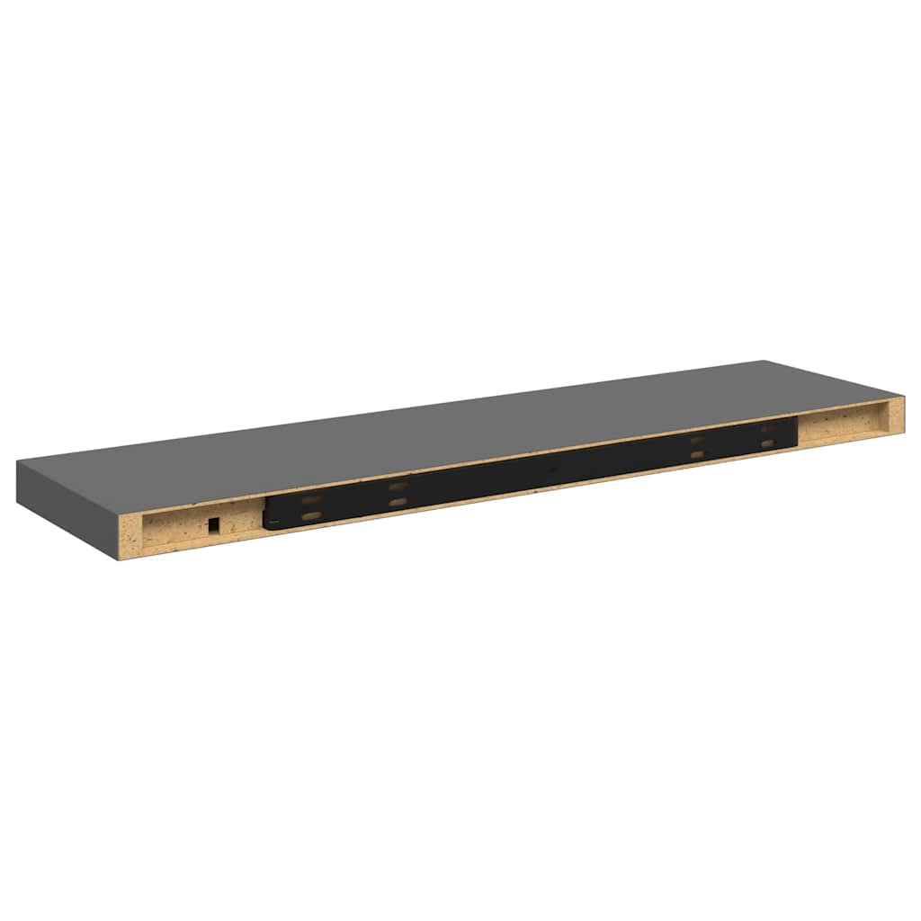 Plutajuće zidne police 4 kom sjajne sive 90 x 23,5 x 3,8 cm MDF