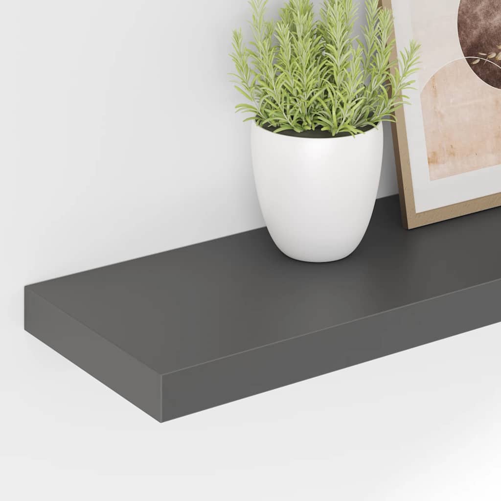Plutajuće zidne police 2 kom sjajne sive 120x23,5x3,8 cm MDF