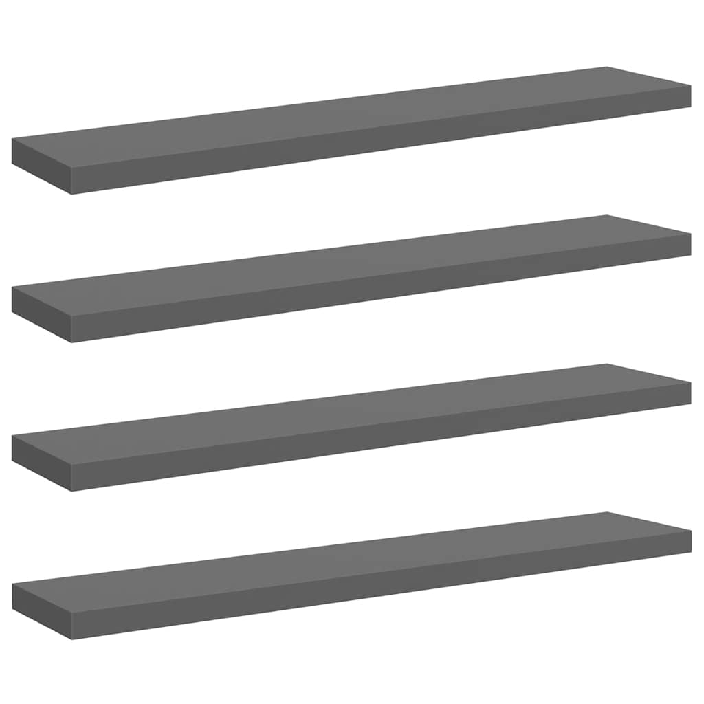 Plutajuće zidne police 4 kom sjajne sive 120x23,5x3,8 cm MDF