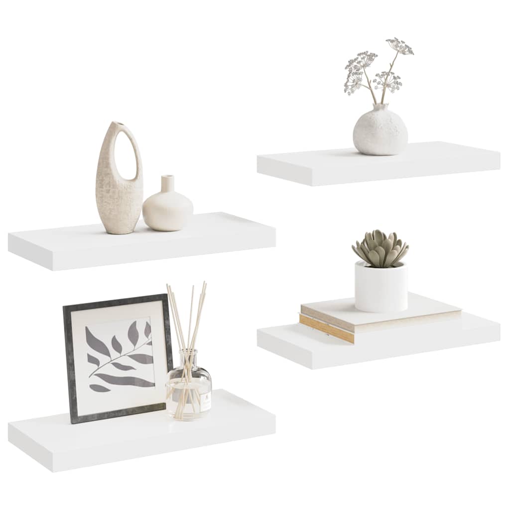 Plutajuće zidne police 4 kom bijele 50 x 23 x 3,8 cm MDF