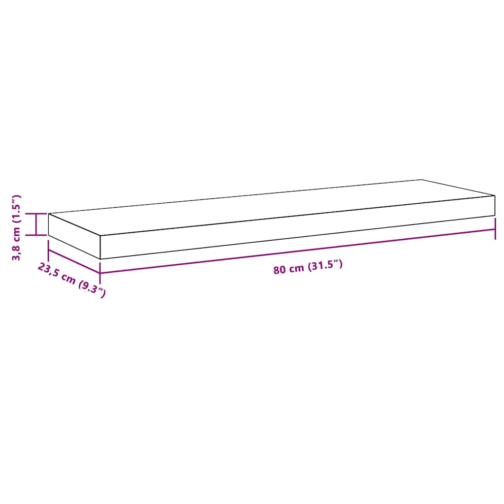 Plutajuća zidna polica bijela 80 x 23,5 x 3,8 cm MDF