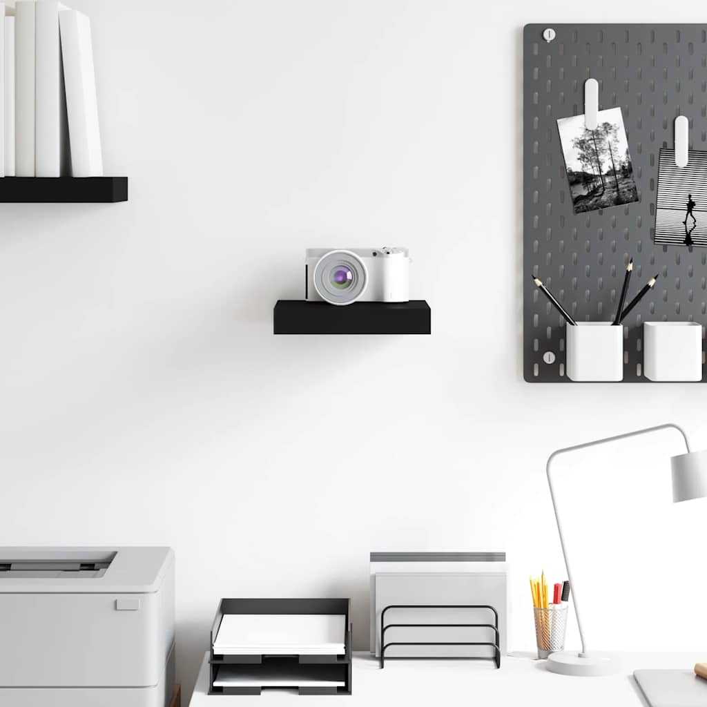 Plutajuća zidna polica crna 23 x 23,5 x 3,8 cm MDF