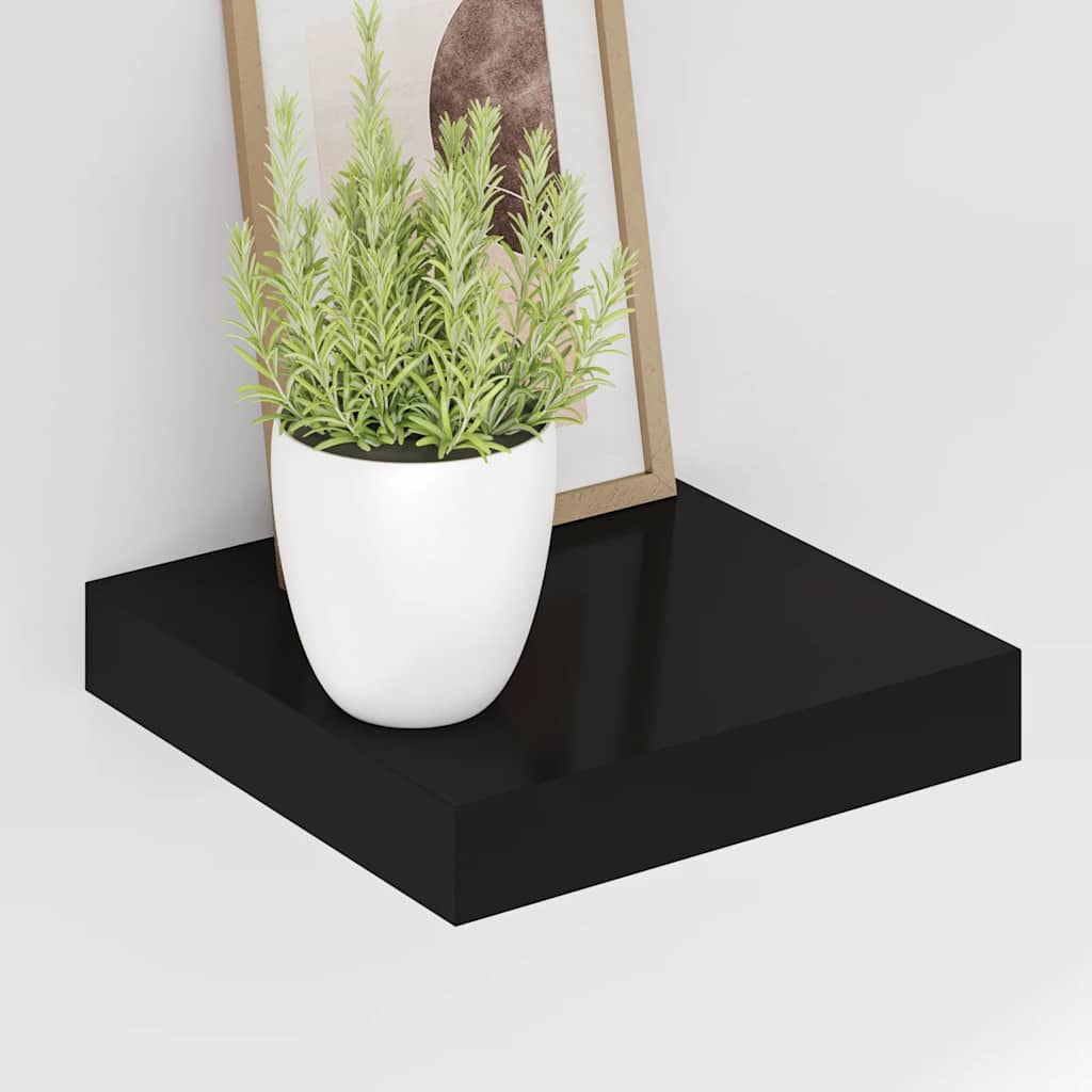Plutajuće zidne police 4 kom crne 23 x 23,5 x 3,8 cm MDF