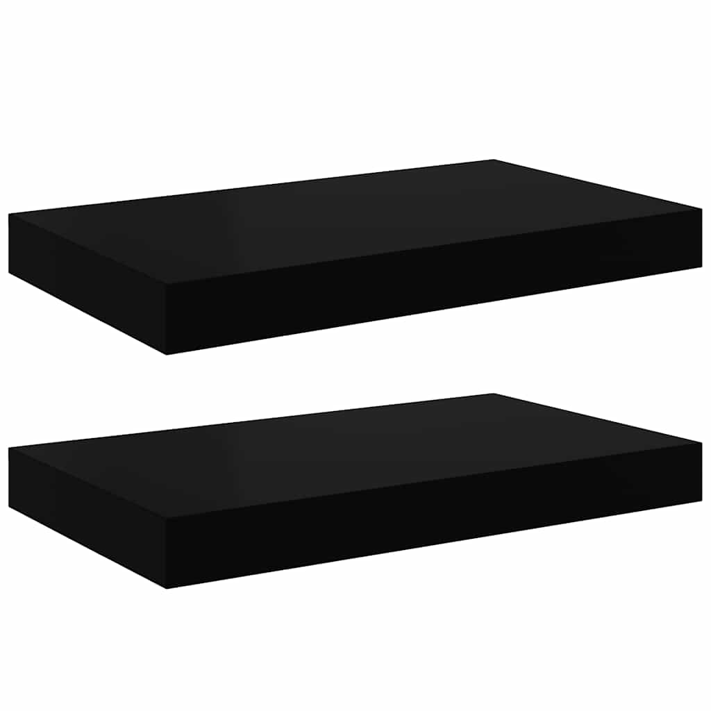 Plutajuće zidne police 2 kom crne 40 x 23 x 3,8 cm MDF