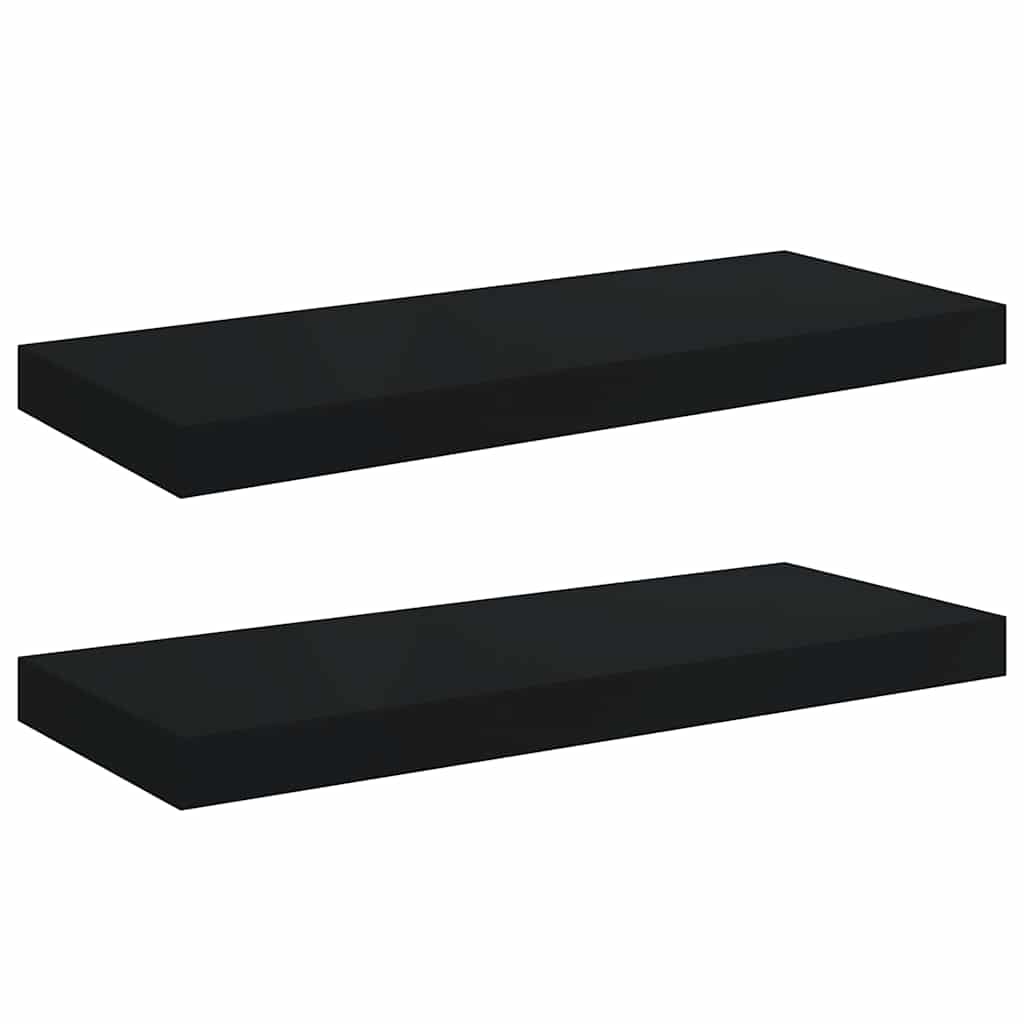 Plutajuće zidne police 2 kom crne 60 x 23,5 x 3,8 cm MDF