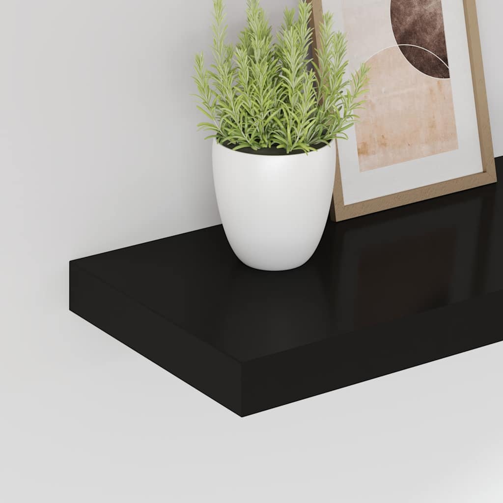 Plutajuća zidna polica crna 80 x 23,5 x 3,8 cm MDF