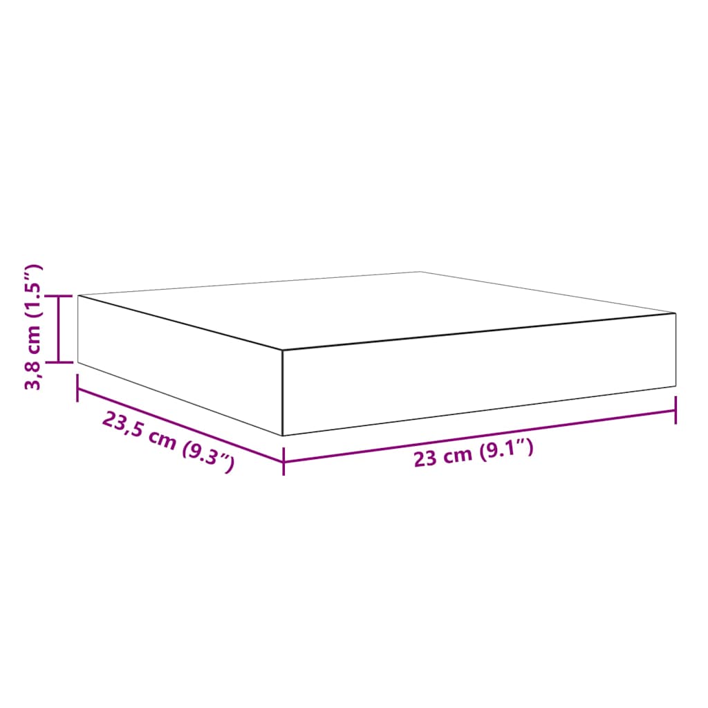 Plutajuće zidne police 2 kom sive 23 x 23,5 x 3,8 cm MDF