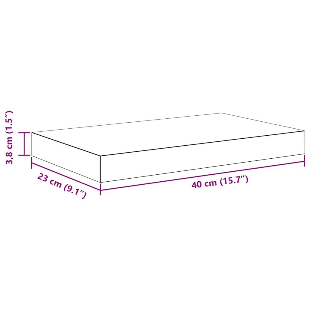 Plutajuće zidne police 2 kom sive 40 x 23 x 3,8 cm MDF