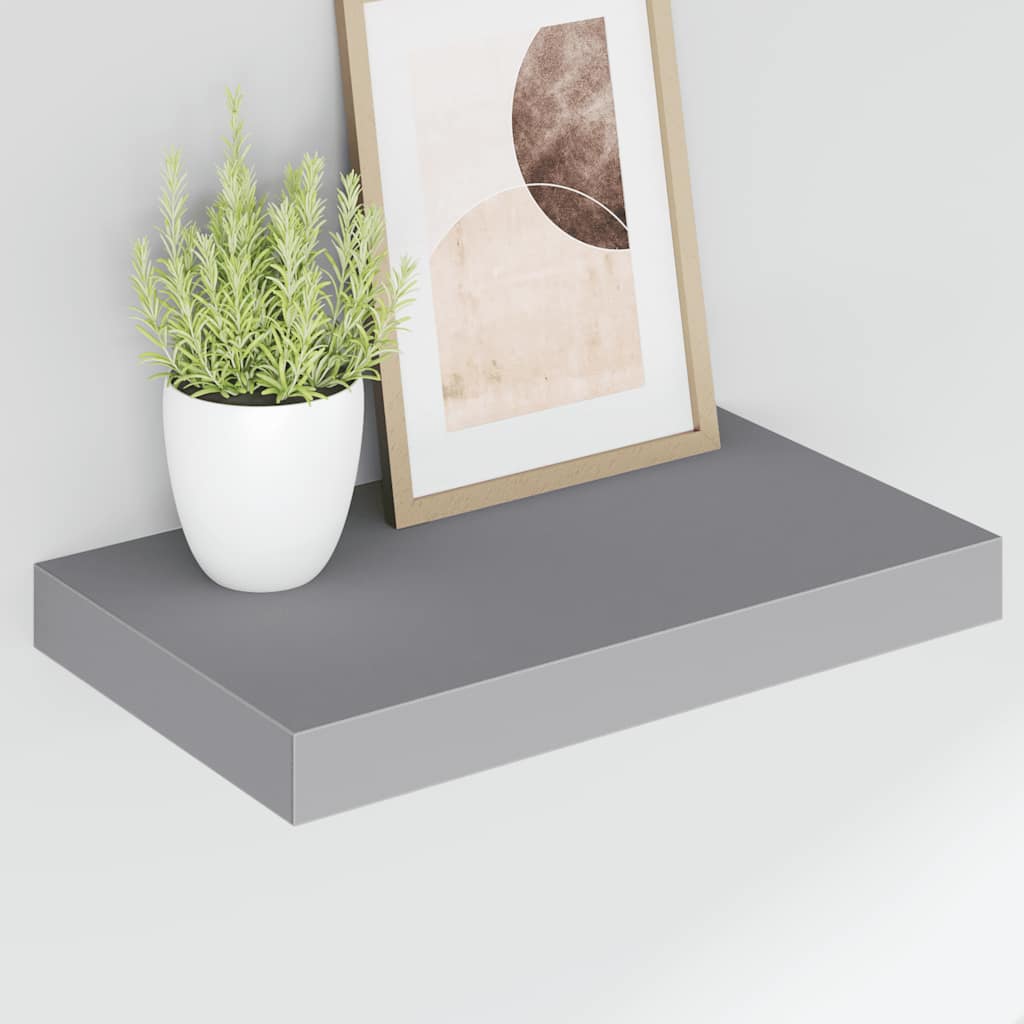 Plutajuće zidne police 2 kom sive 40 x 23 x 3,8 cm MDF