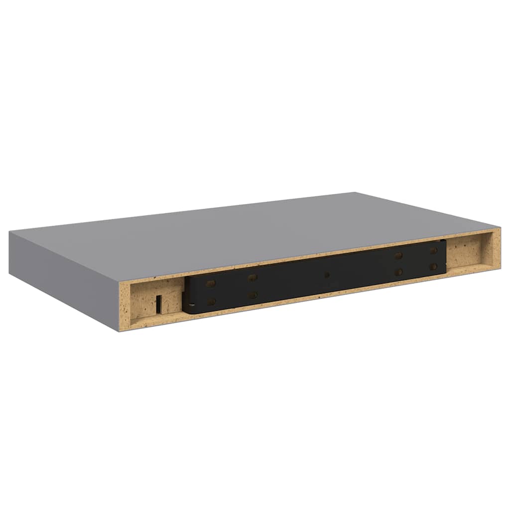 Plutajuće zidne police 2 kom sive 40 x 23 x 3,8 cm MDF