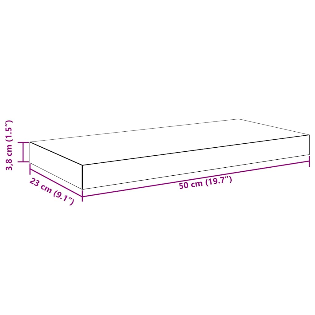 Plutajuće zidne police 2 kom sive 50 x 23 x 3,8 cm MDF