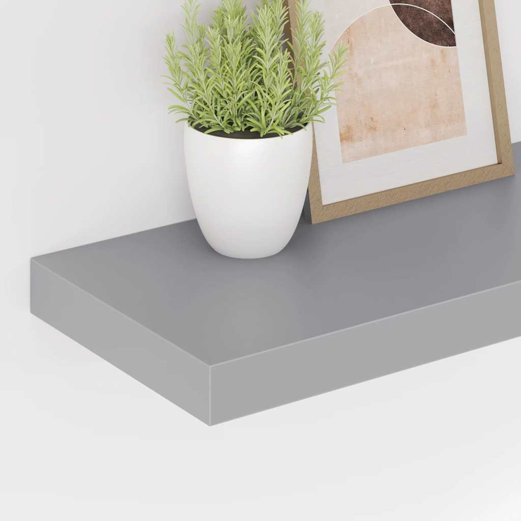 Plutajuće zidne police 2 kom sive 50 x 23 x 3,8 cm MDF