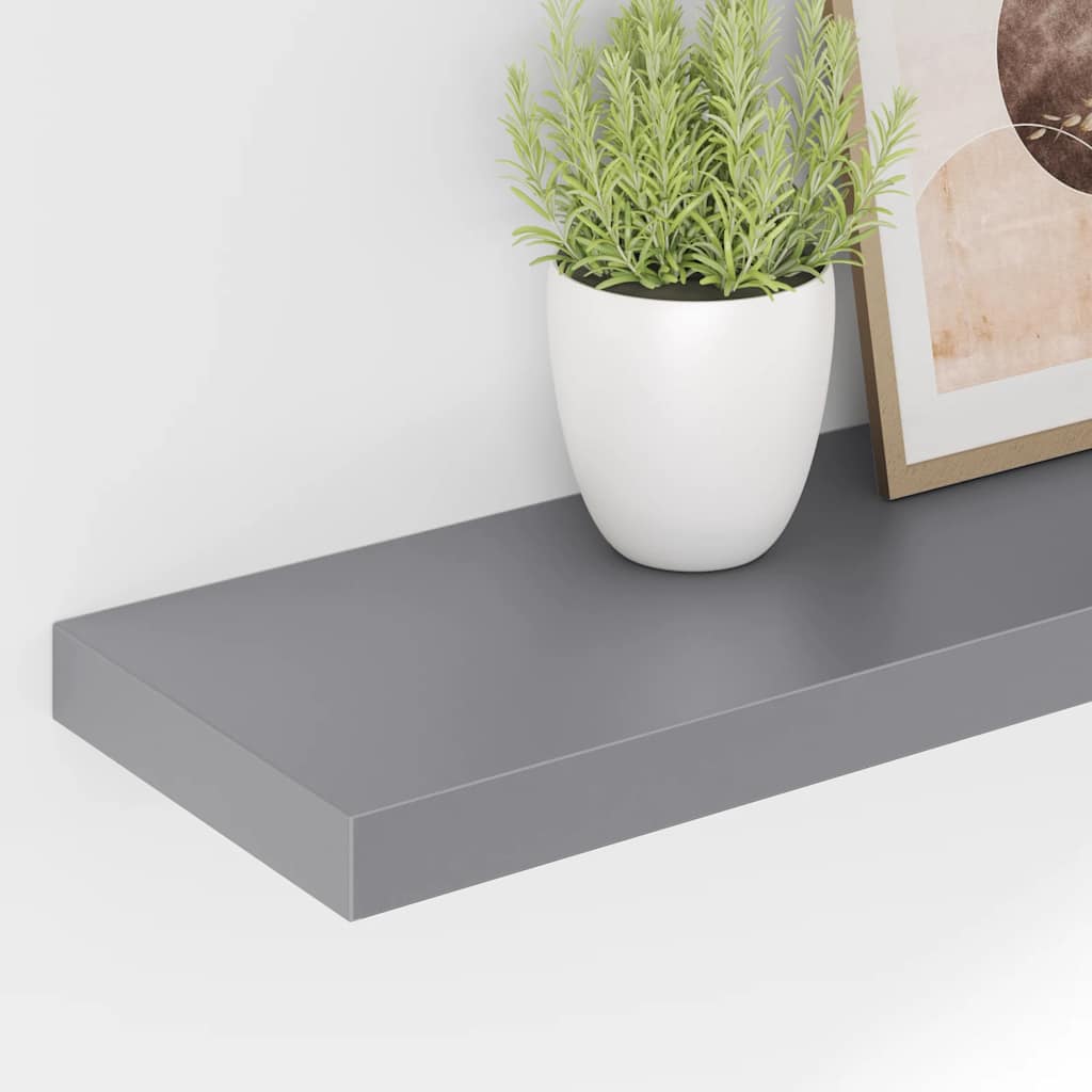 Plutajuće zidne police 2 kom sive 80 x 23,5 x 3,8 cm MDF