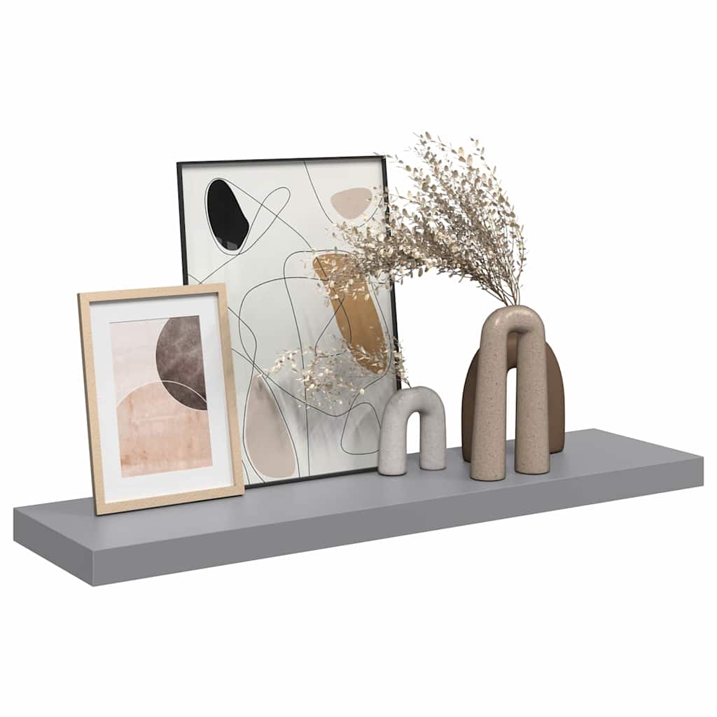 Plutajuća zidna polica siva 90 x 23,5 x 3,8 cm MDF