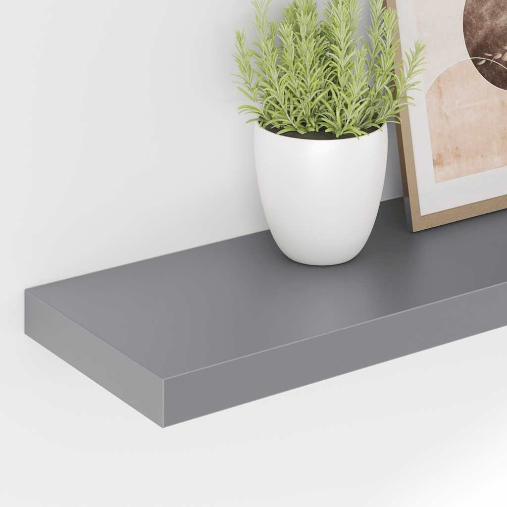 Plutajuće zidne police 2 kom sive 90 x 23,5 x 3,8 cm MDF