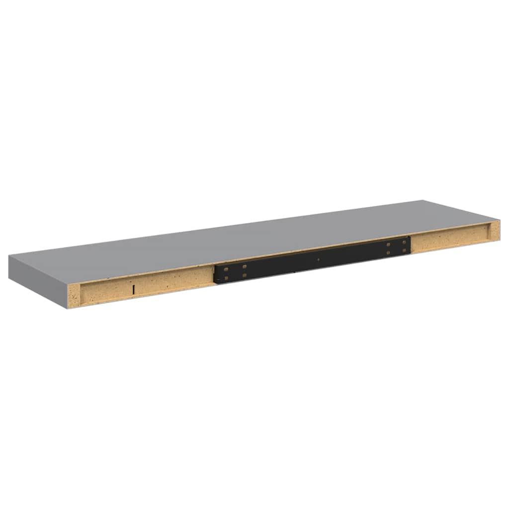 Plutajuće zidne police 2 kom sive 90 x 23,5 x 3,8 cm MDF