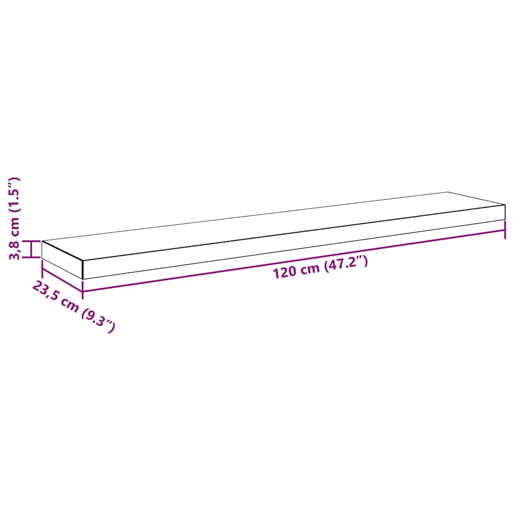 Plutajuće zidne police 4 kom sive 120 x 23,5 x 3,8 cm MDF