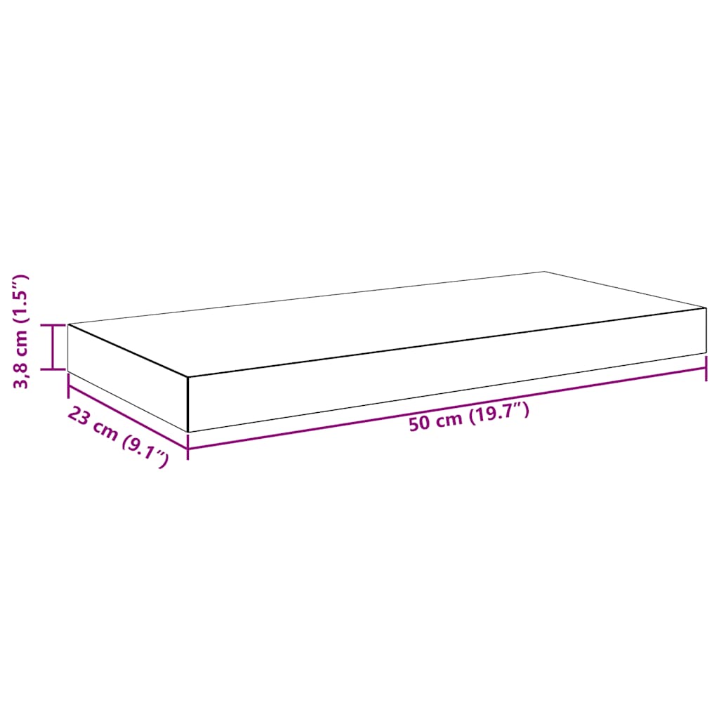 Plutajuće zidne police 2 kom boja hrasta 50 x 23 x 3,8 cm MDF
