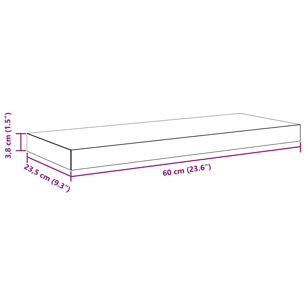 Plutajuća zidna polica boja hrasta 60 x 23,5 x 3,8 cm MDF