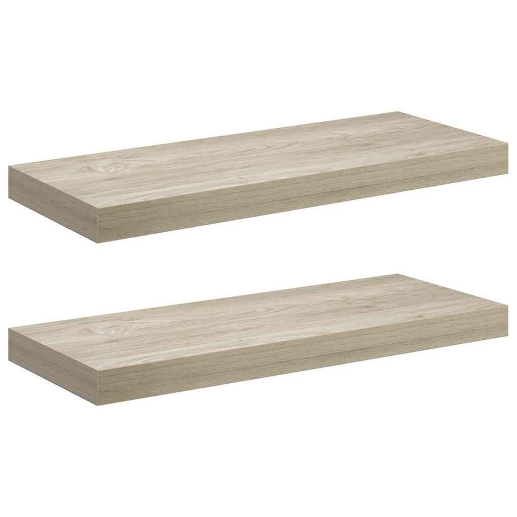 Plutajuće zidne police 2 kom boja hrasta 60 x 23,5 x 3,8 cm MDF