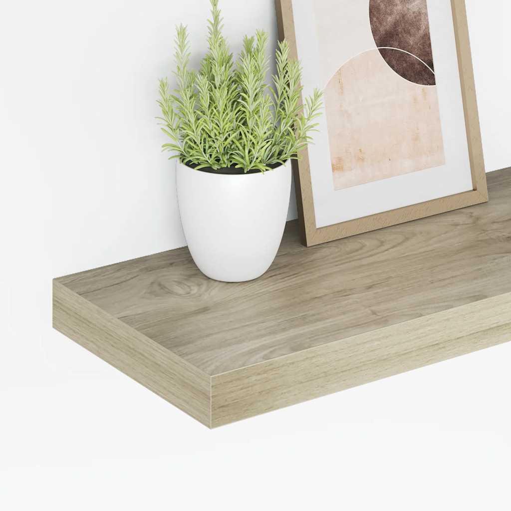 Plutajuće zidne police 2 kom boja hrasta 60 x 23,5 x 3,8 cm MDF